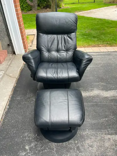 High-Back Leather Recliner Chair & Ottoman – Super Comfortable, View more
