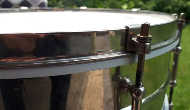 1930's Vintage Ludwig Pioneer Snare Drum. 8 Lug Brass Shell. in Drums & Percussion in Oakville / Halton Region - Image 10