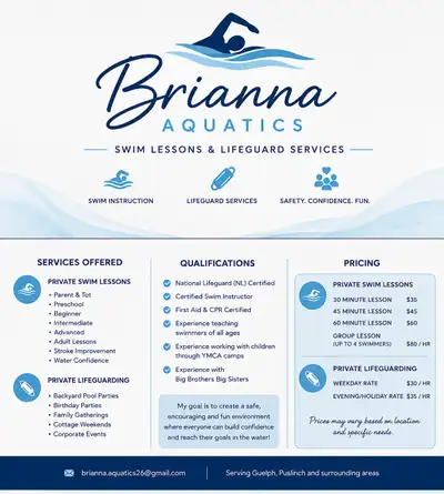 Brianna Aquatics Swim Lessons and Lifeguard Services, View more