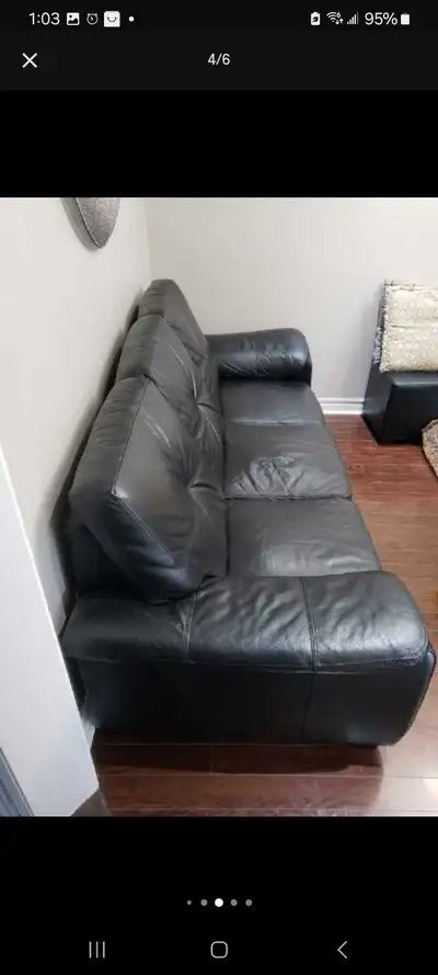 High Quality Genuine Leather Sofa (Comfortable, Intact, No damage, No tear) Bought $1500 from Leon's...