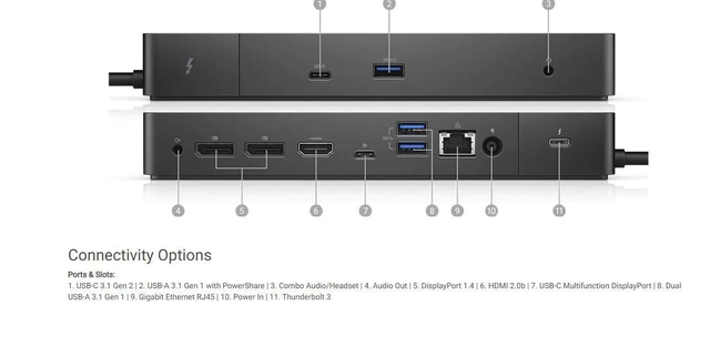 DELL WD19TB Thunderbolt Docking with 180W AC Power Adaptor in Laptop Accessories in Ottawa - Image 2