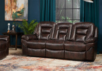 3 Yr. old Leo Leath-Aire® Fabric Reclining Sofa - Walnut