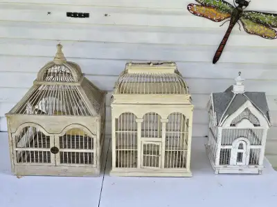 3 wooden antique Birdcages check pictures, View more