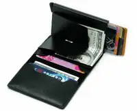 NEW Auto pop-up black Leather metal RFID wallet $25
