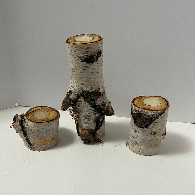Birch bark candle holders set of 3 cottage cabin decor in Home Décor & Accents in St. Catharines - Image 4