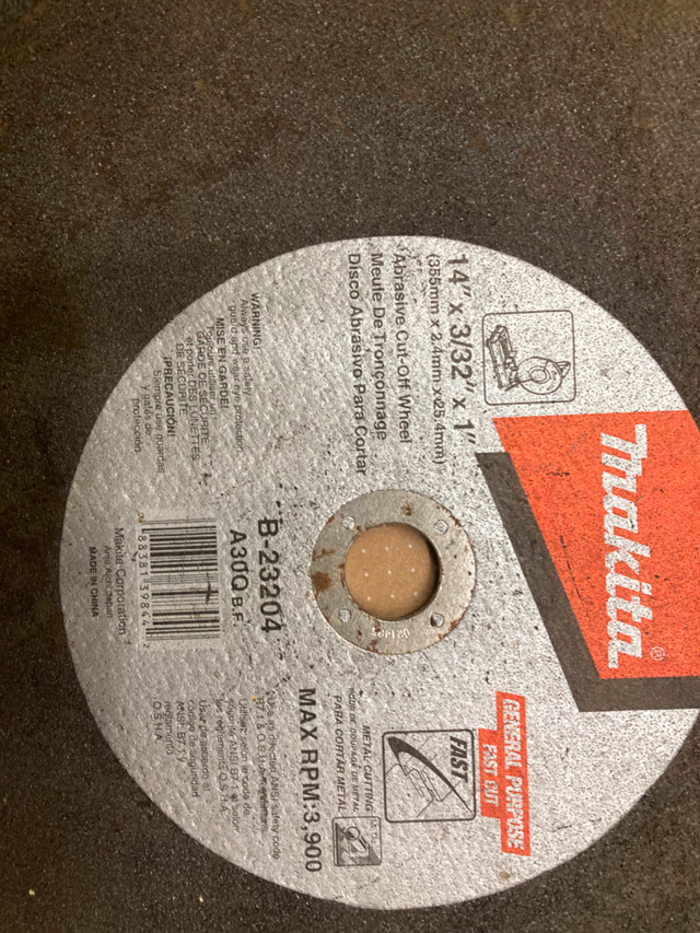 2 -  ONLY. 14”  chop saw blades with 1”. Bore in Power Tools in Saskatoon