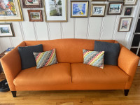 Beautiful 3 seater orange sofa mid century