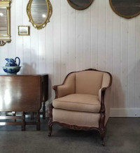 Beige Victorian Barrel Chair - Delivery Available 