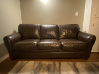 Italian Brown Leather Couch & Chair REDUCING TO $600