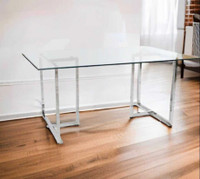 Glass Dining Table 56" With Chrome Steel Frame timeless appeal 
