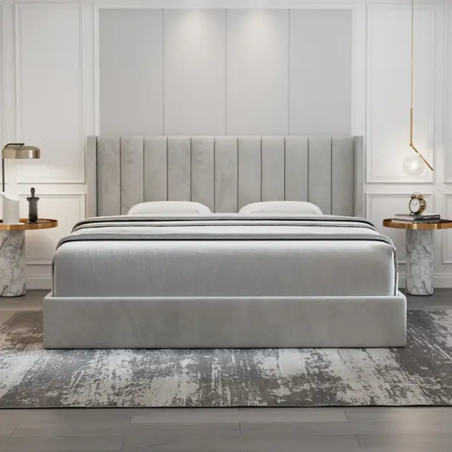 grey king size bed frame with head and foot board for sale!!! in Beds & Mattresses in City of Toronto - Image 2