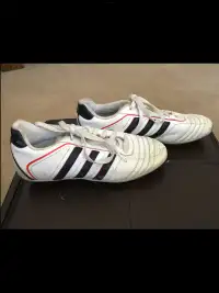Adidas White Traxion Hard Ground Soccer shoes