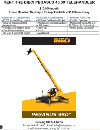 Features & Capabilities: • Heavy duty 10,000 lb. max lifting capacity • Impressive vertical reach: u...