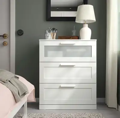 New in box, ikea BRIMNES commode, 3-drawer chest, white,, View more