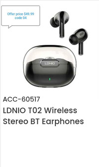 20% less on LDNIO T02 WIRELESS STEREO BT EARBUDS 