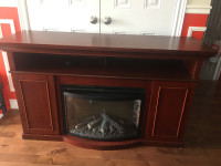 Electric/plug in fire place/TV stand with shelves