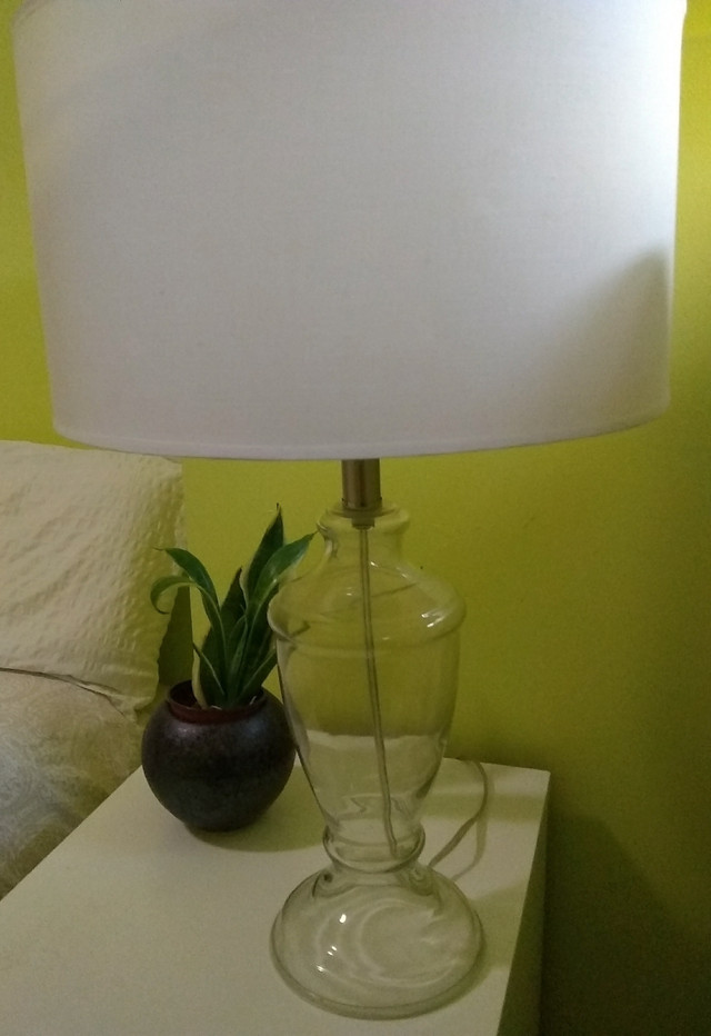 Ikea Glass table lamp white linen shade in Indoor Lighting & Fans in City of Toronto - Image 2
