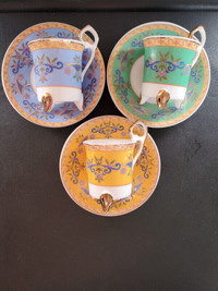 Vintage 3 expresso cups with saucer Fine Bone Chine
