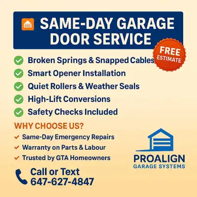 Garage Door Service SAME DAY visit, View more