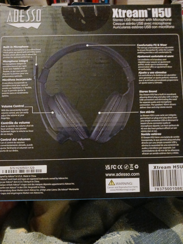 Unopened Adesso Headset with microphone  in Speakers, Headsets & Mics in City of Halifax - Image 4
