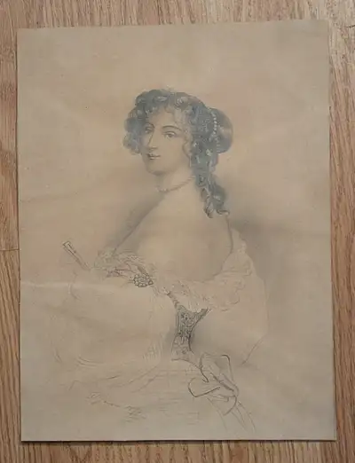 19th century portrait in pencil, View more
