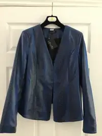 Beautiful black/blue/dark bronze faux leather jacket