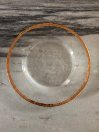 4 - NEW Clear/Gold Toned Textured Glass Plates