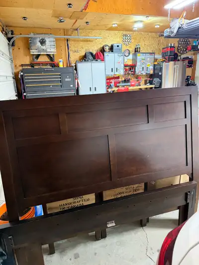 Solid wood bedroom set. Headboard, footboard, frame, (queen size) dresser and 2 side tables. This is...