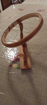 Vintage Wooden Round Embroidery Hoop Stand From Italy 