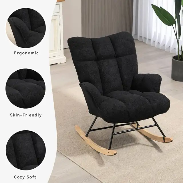 Rocking Chair Nursery Teddy Upholstered Glider Rocker Chair Padd in Chairs & Recliners in Markham / York Region - Image 5
