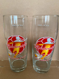 Breweriana - Beer Glass - Budweiser (Soccer themed - x2)