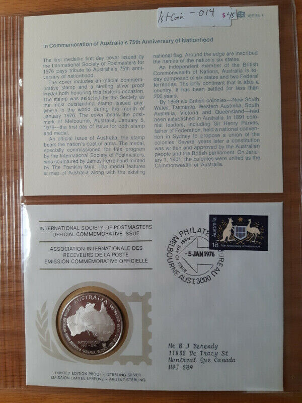 75th anniversary of australia's nationhood 1976 Franklin Mint in Arts & Collectibles in St. Catharines