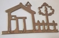 VINTAGE Brass House and Tree Key Holder - Brass Key Hook
