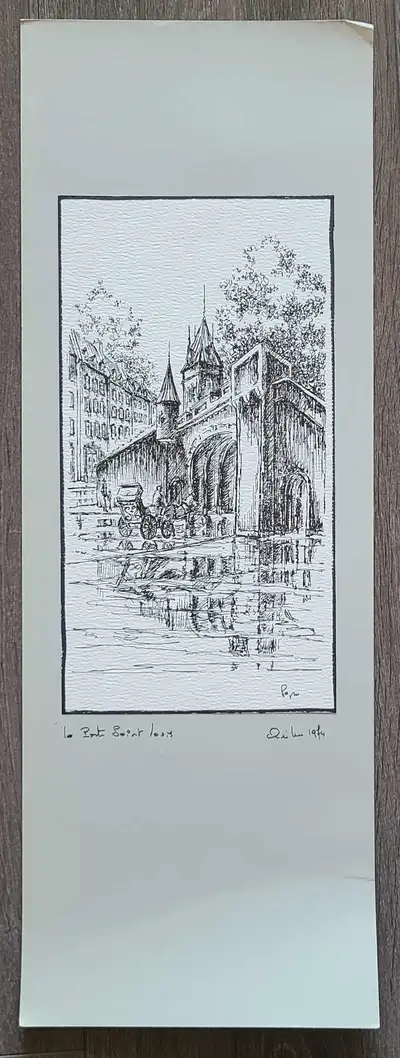 3 beautiful prints to sell as a set. None are framed. All are 28cm x 15cm 1. The image is a pen-and-...