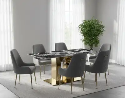 Marble Top Dining Table – Gold Legs, View more