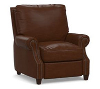 James Roll Arm Leather Recliner Pottery Barn