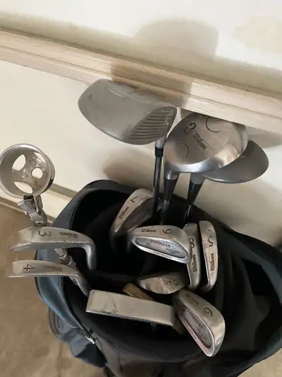golf clubs and bag, View more
