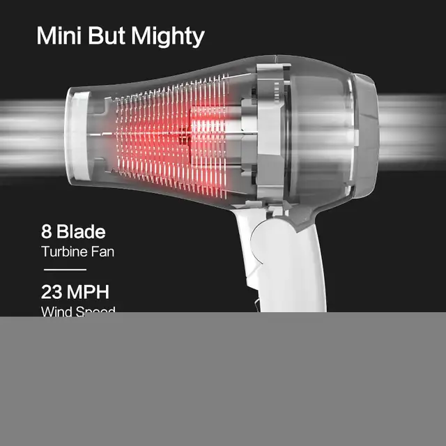 Foldable Travel Hair Dryer Mini Dual Voltage Small Lightweight in General Electronics in Markham / York Region - Image 5