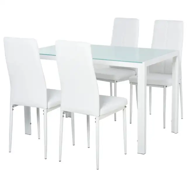 Dining Table Set for 4, 5-Piece Rectangular Glass Kitchen Table  in Dining Tables & Sets in Markham / York Region - Image 3