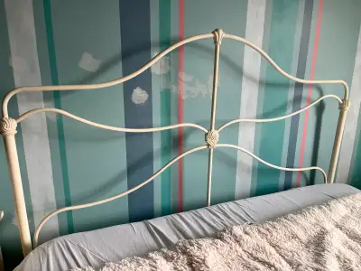 Pier one metal off white queen headboard and bed frame, View more