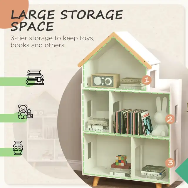 Toy Storage Organizer Cabinet, 3-Tier Kids Bookshelf for Playroo in Bookcases & Shelving Units in Markham / York Region - Image 5