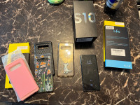 Samsung S10 with cases and screen protectors 