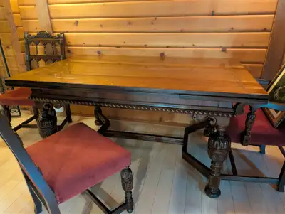 Antique Dining Set with Hutch, View more