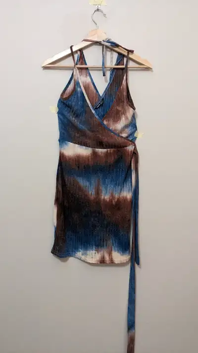 Women's Clothing: Neck Tie Back Self Belted Rib-knit Dress, View more