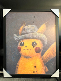 Framed Van Gogh-Inspired Pikachu Canvas Wallpaper 40cmx50cm
