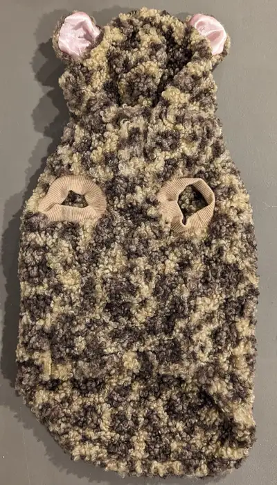 Cheetah Sherpa dog sweater, View more