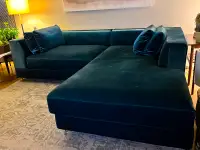 Blue velvet couch/sectional