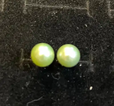 Genuine Akoya pearl stud, earrings, set in sterling silver, View more