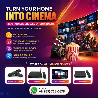 World wide channels available with 4K quality, View more