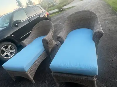 Beautiful original Restoration Hardware 2 lunch chairs with all cushions great light blue colour sam...